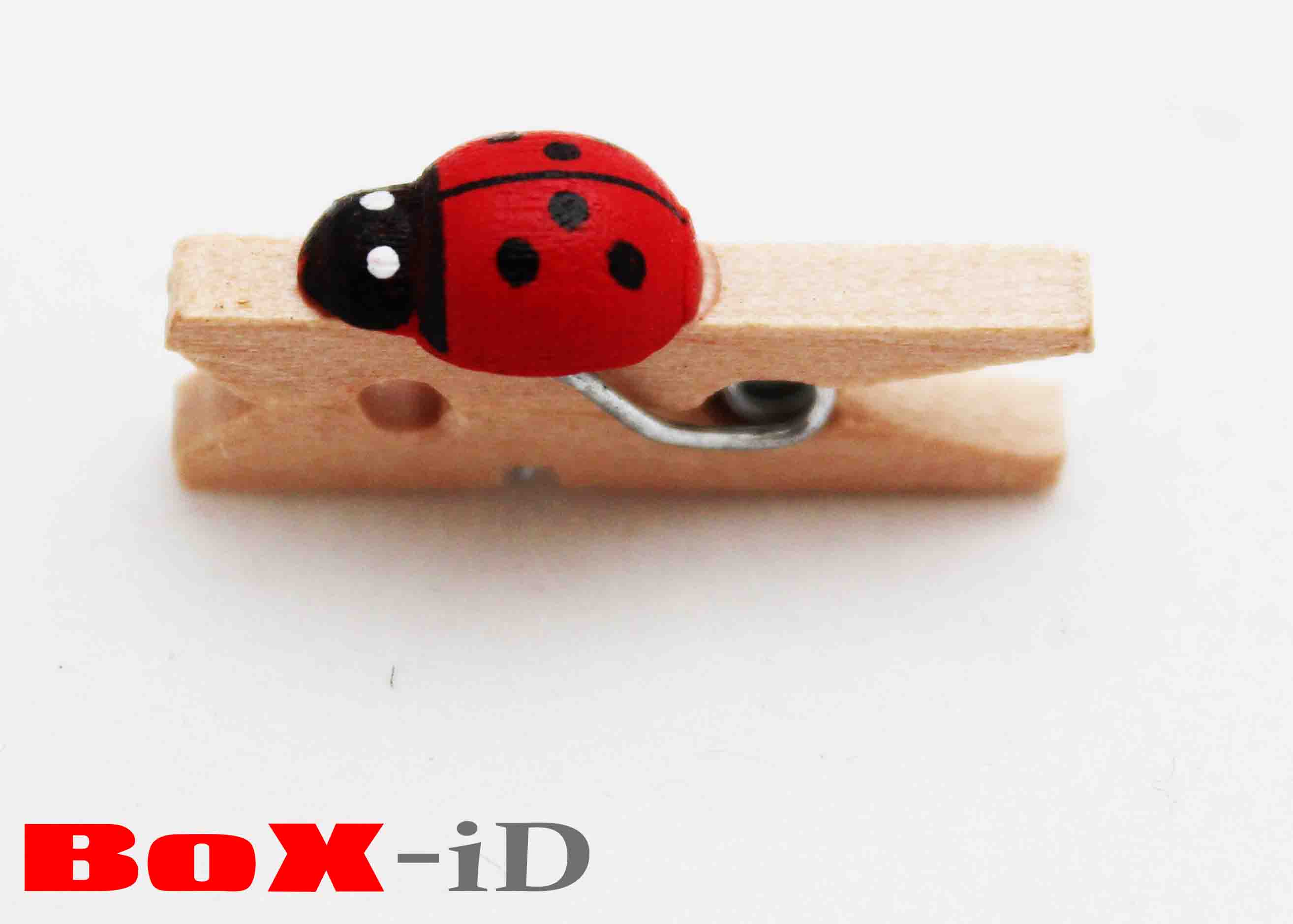 Love bug wood with clip  :  red 25 mm (40pcs)